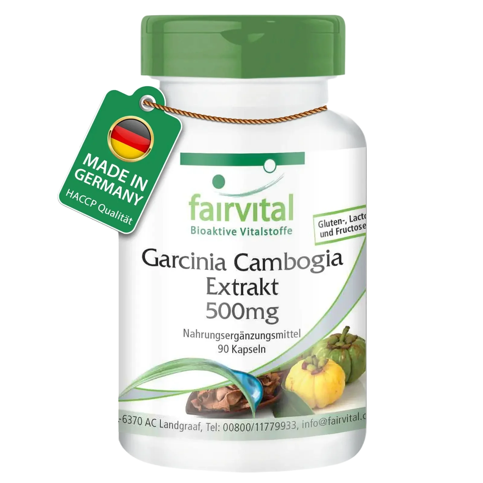Garcinia Cambogia Extrakt 500mg - 90 Kapseln - mit 60% Hydroxycitronensäure - Vegan | Fairvital