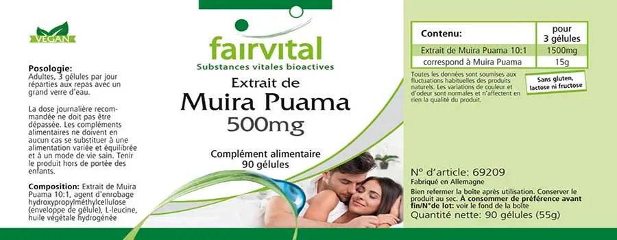 Muira Puama - 90 Kapseln - Potenzholz 10:1 Extrakt - Hochdosiert und Vegan | Fairvital