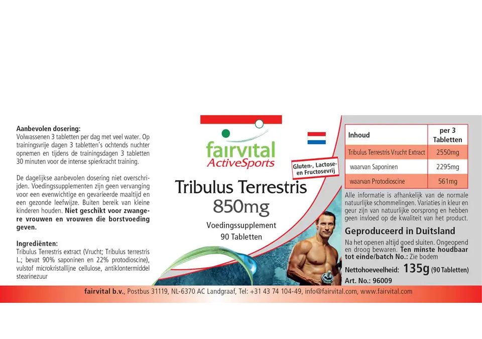 Tribulus Terrestris Extrakt 850mg - 90 Tabletten- HOCHDOSIERT & VEGAN | Fairvital