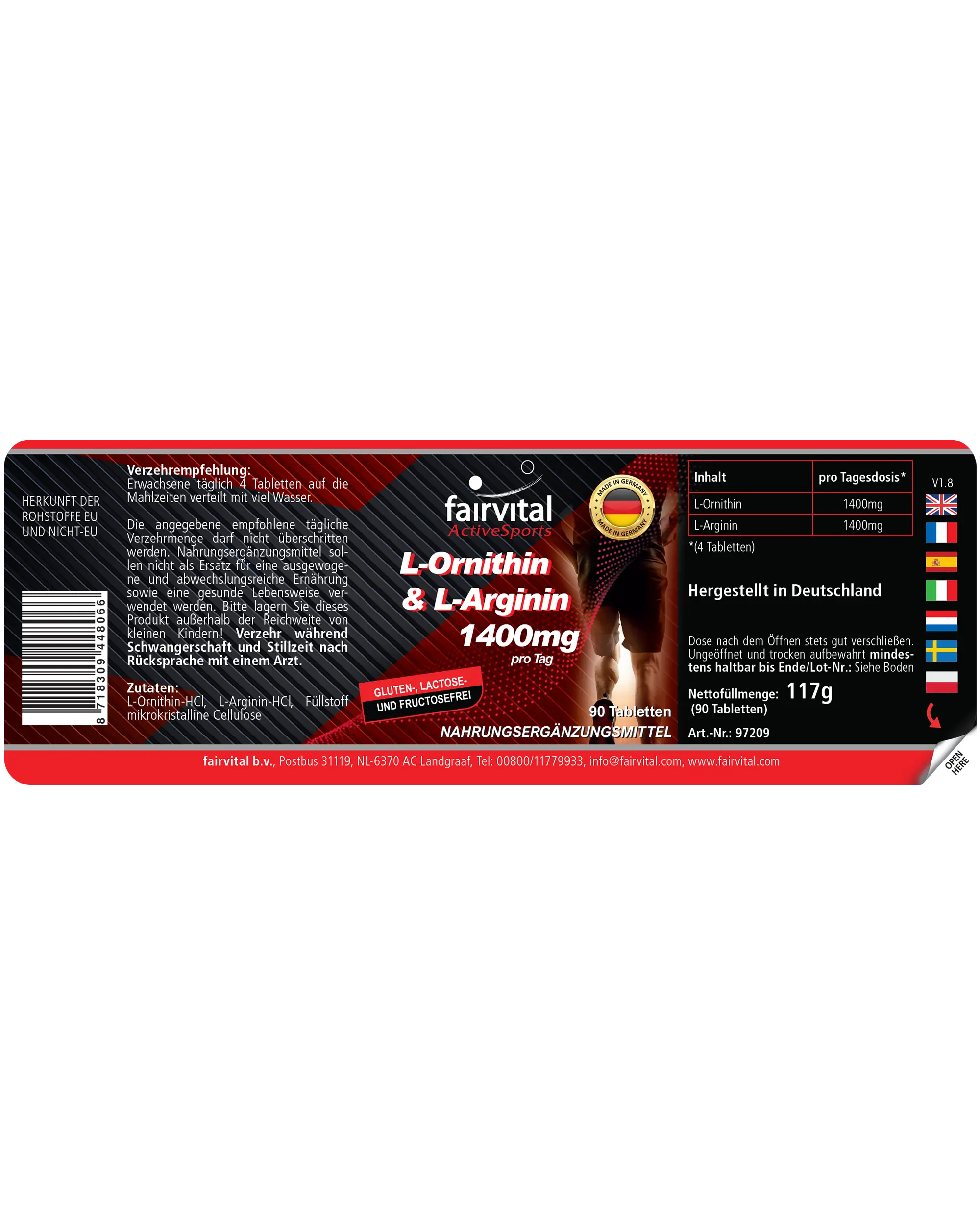 L-Ornithin & L-Arginin 1400mg pro Tagesdosis - 90 Tabletten  - Aminosäure - Hochdosiert und Vegan | Fairvital