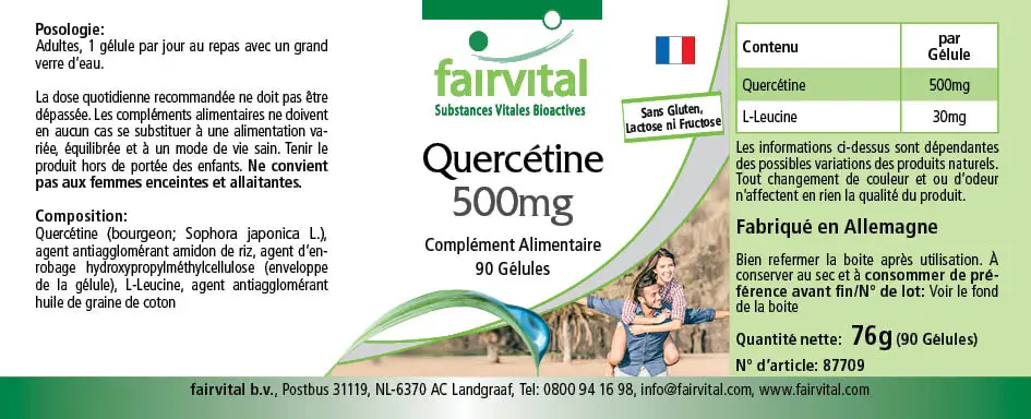 Quercetin 500mg - 90 Kapseln - Antioxidans - Hochdosiert und Vegan | Fairvital