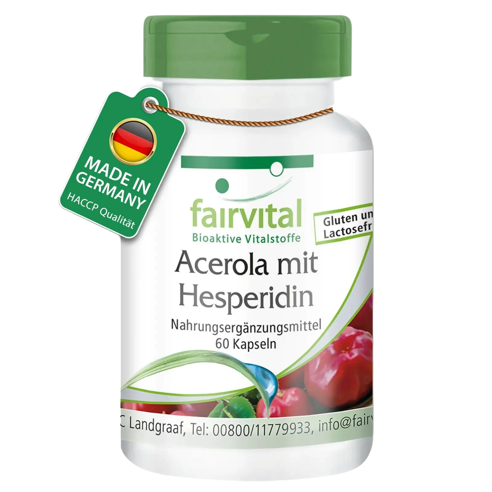Acerola mit Hesperidin und Vitamin C-60 Kapseln - Hochdosiert und Vegan | Fairvital
