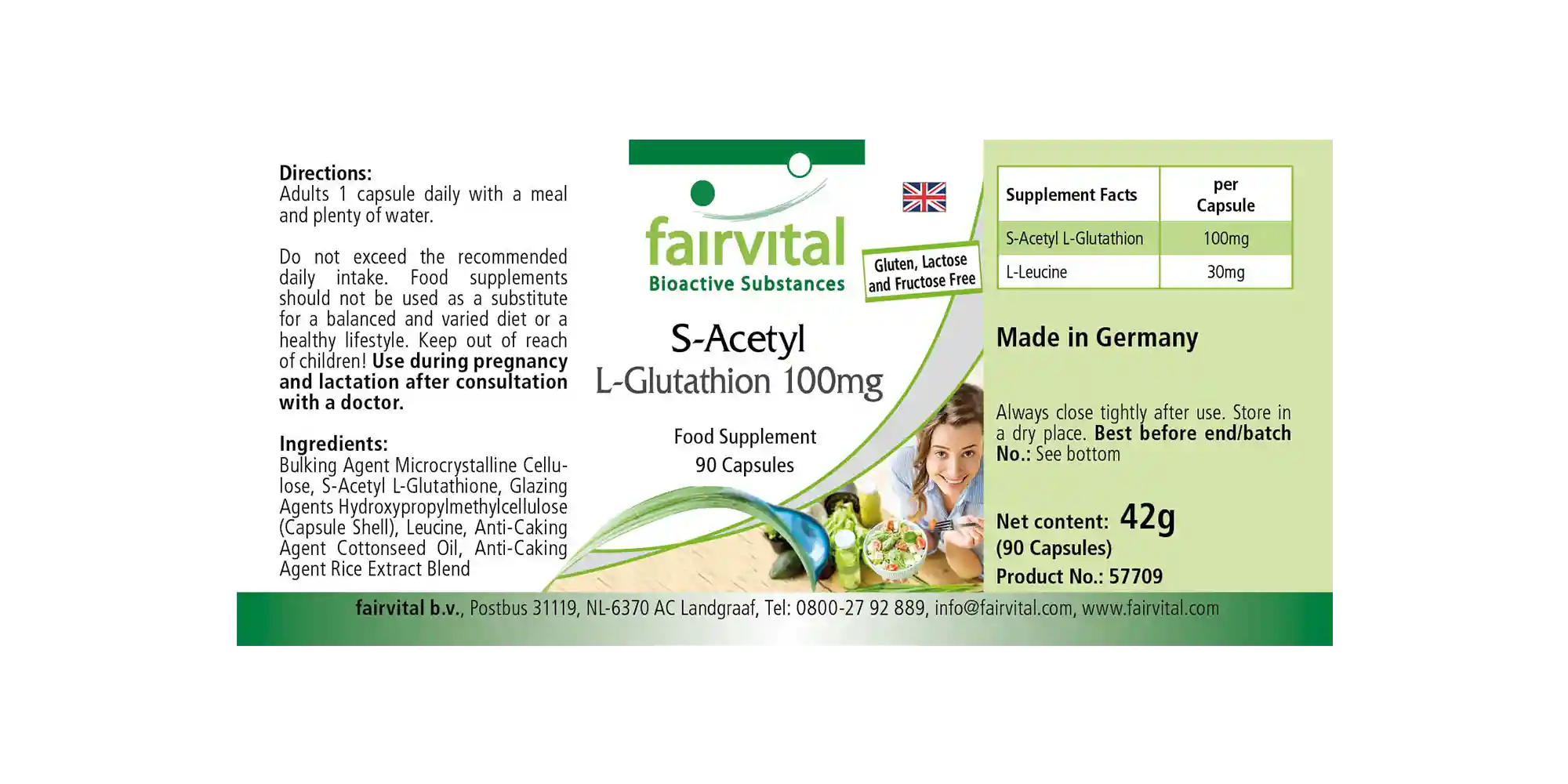 S-Acetyl L-Glutathion 100mg - 90 Kapseln - hohe Bioverfügbarkeit - Vegan | Fairvital