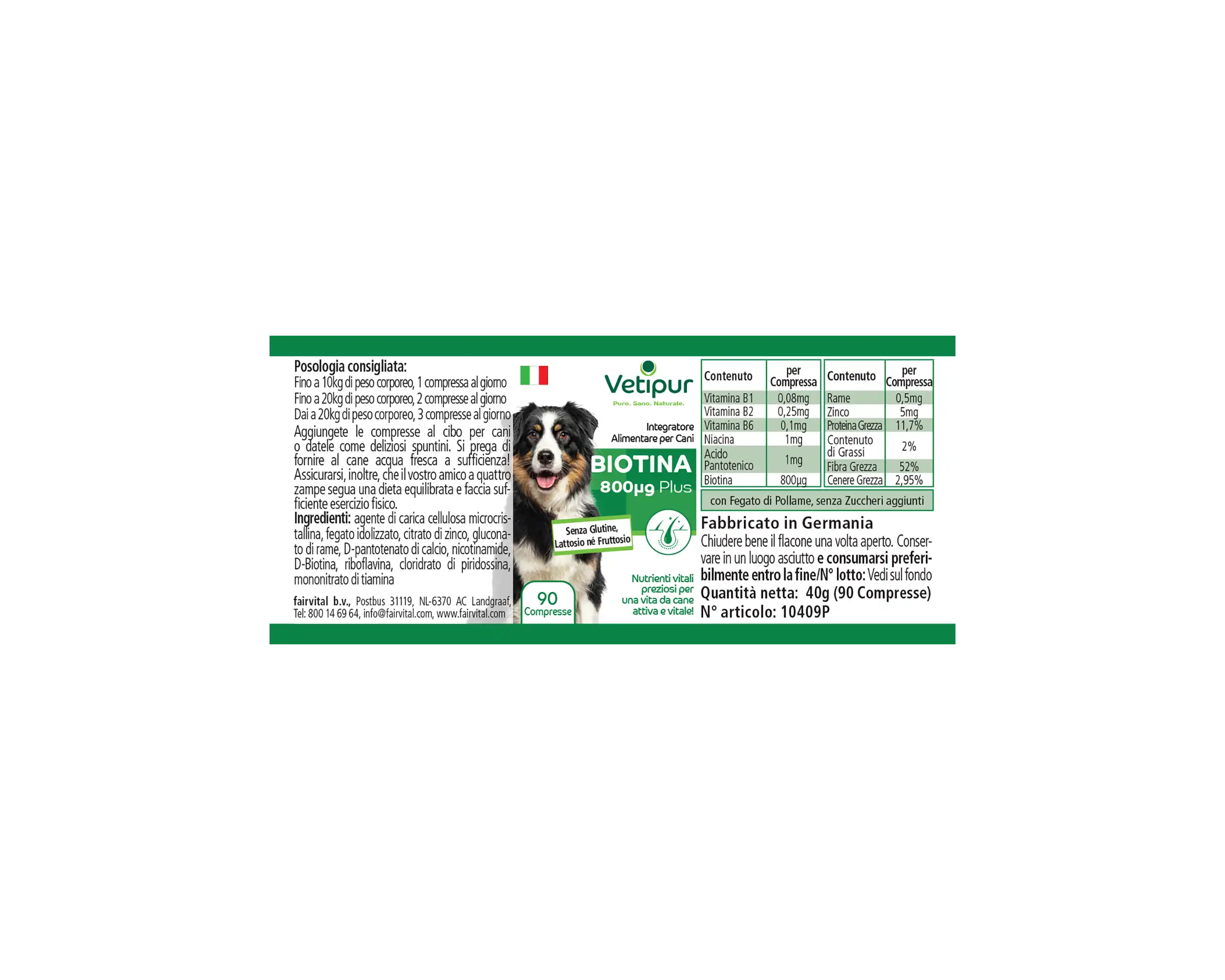 Biotin 800µg - mit Niacin, Zink, Kupfer uvm. - für Fell und Haut - 90 Tabletten | Fairvital