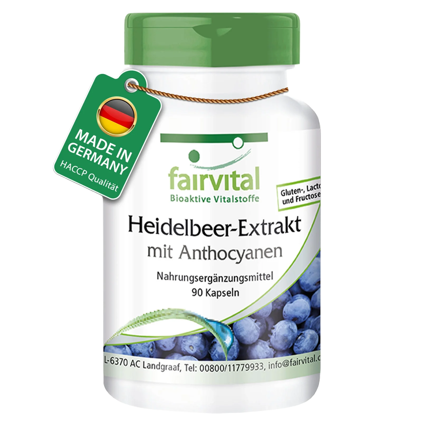 Heidelbeer-Extrakt mit Anthocyanen - 90 Kapseln - 25% Anthocyane - Hochdosiert und Vegan | Fairvital