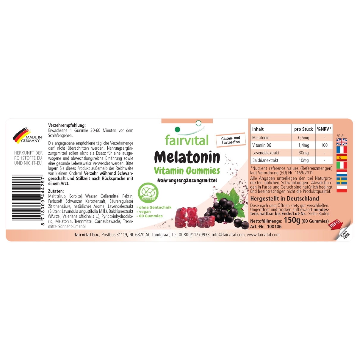 Melatonin 60 Gummies - zuckerfrei - Vegan | Fairvital