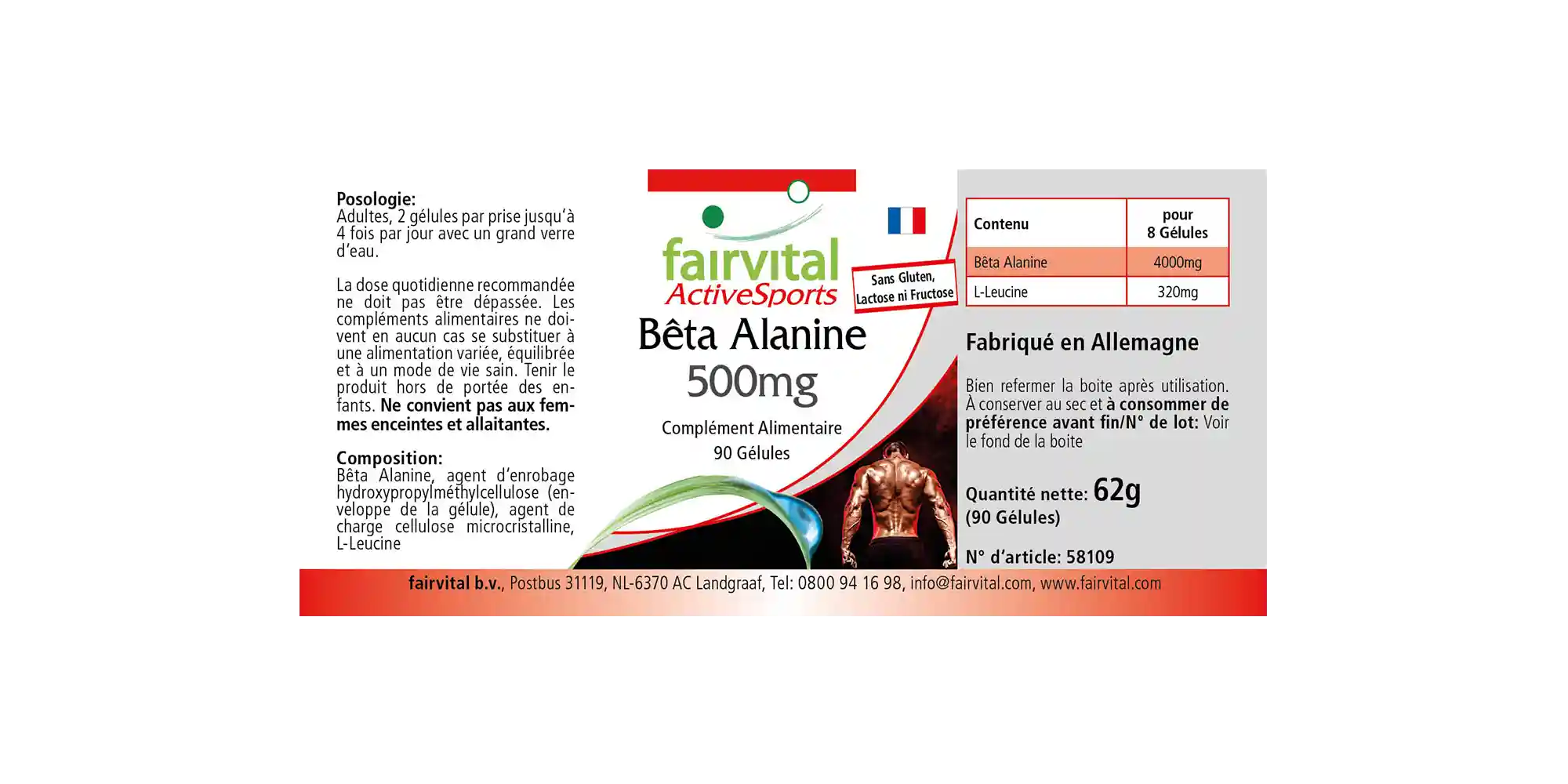 Beta Alanin 500mg - beliebte Aminosäure - 90 Kapseln - Hochdosiert und Vegan | Fairvital