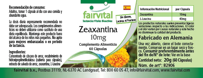 Zeaxanthin 10mg - 60 Kapseln - Hochdosiert und Vegan | Fairvital