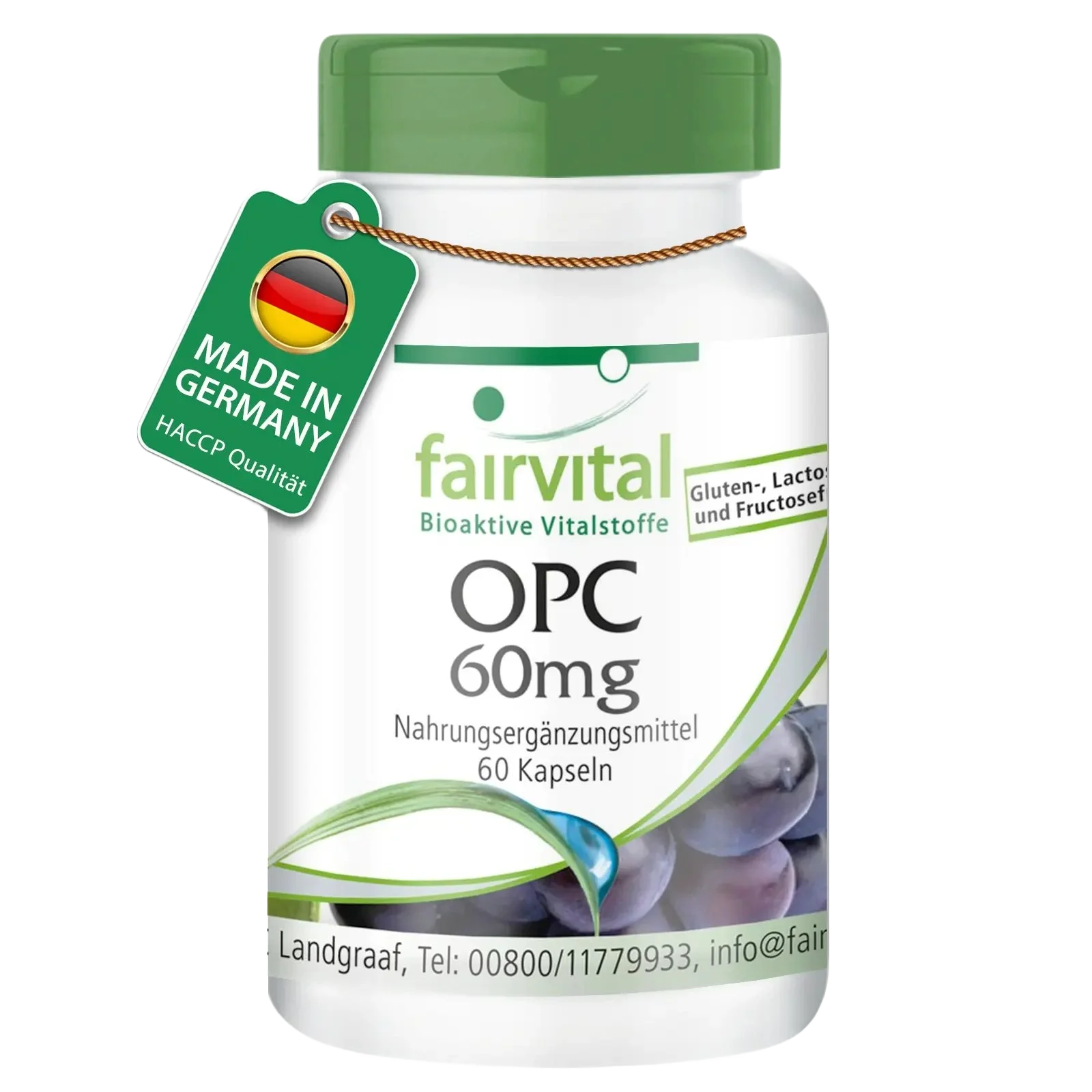 OPC 60mg - 60 Kapseln - oligomere Proanthocyanidine - Hochdosiert und Vegan | Fairvital