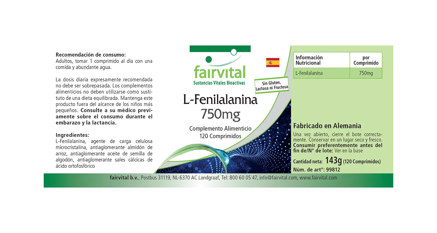L-Phenylalanin 750mg - 120 Tabletten - Hochdosiert - Vegan - essentielle Aminosäure | Fairvital