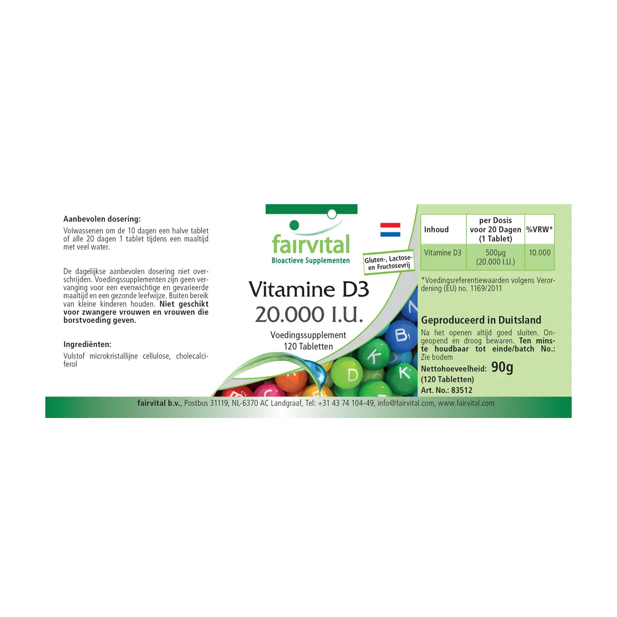 Vitamin D3 20000 I.E. - 120 Tabletten - für Immunsystem, Zellteilung uvm. | Fairvital