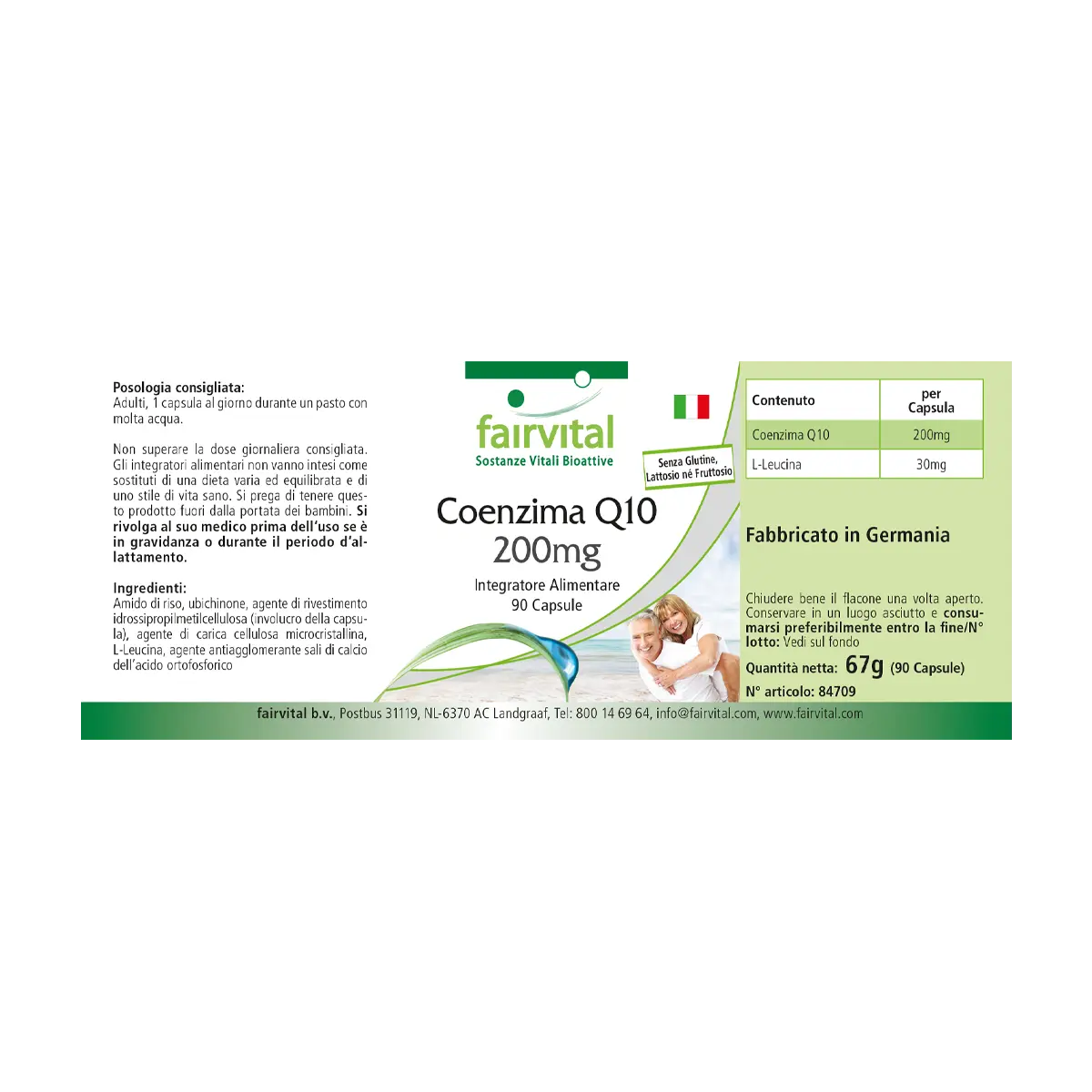Co-Enzym Q10 200mg - 90 Kapseln - CoQ10 Ubiquinon Kapseln - Hochdosiert und Vegan | Fairvital