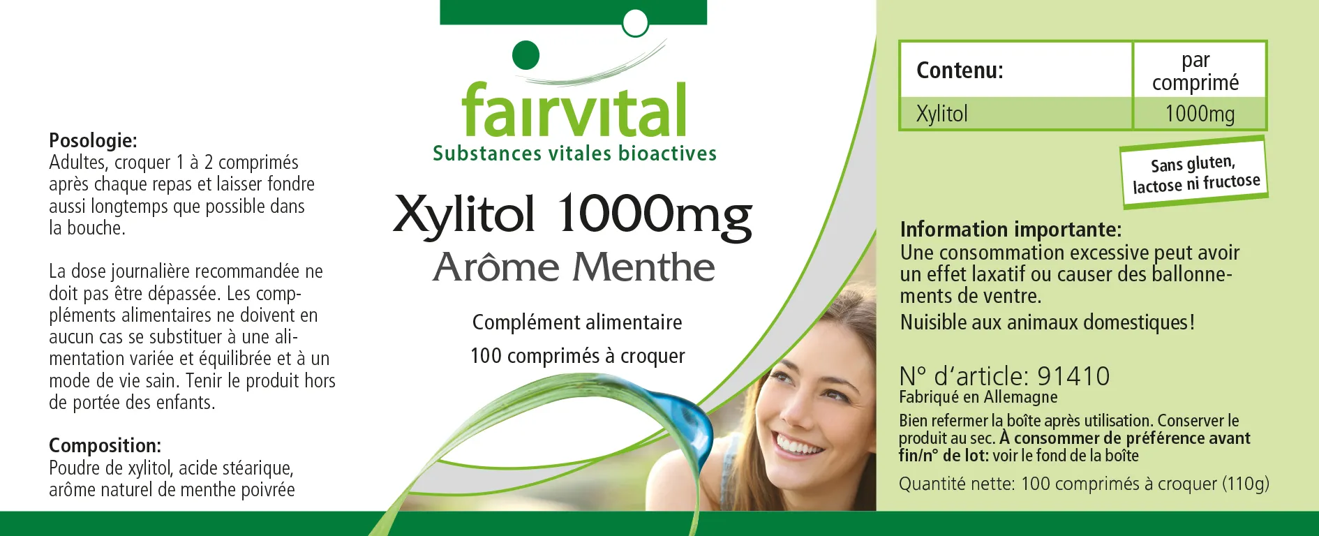 Xylit 1000mg mit Minzaroma