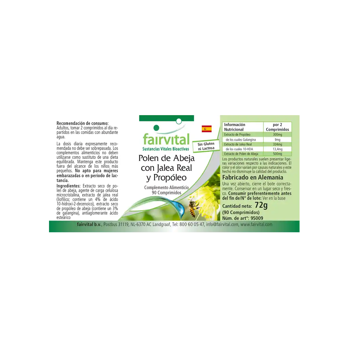 Bienenpollen mit Gelee Royale und Propolis - 90 Tabletten | Fairvital