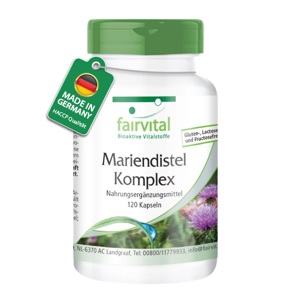 Mariendistel Komplex - 120 Kapseln - mit Artischocke + Löwenzahn - Vegan | Fairvital