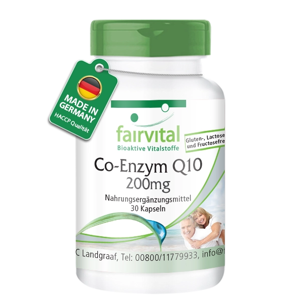 Co-Enzym Q10 200mg - 30 Kapseln - CoQ10 Ubiquinon Kapseln - Hochdosiert und Vegan | Fairvital