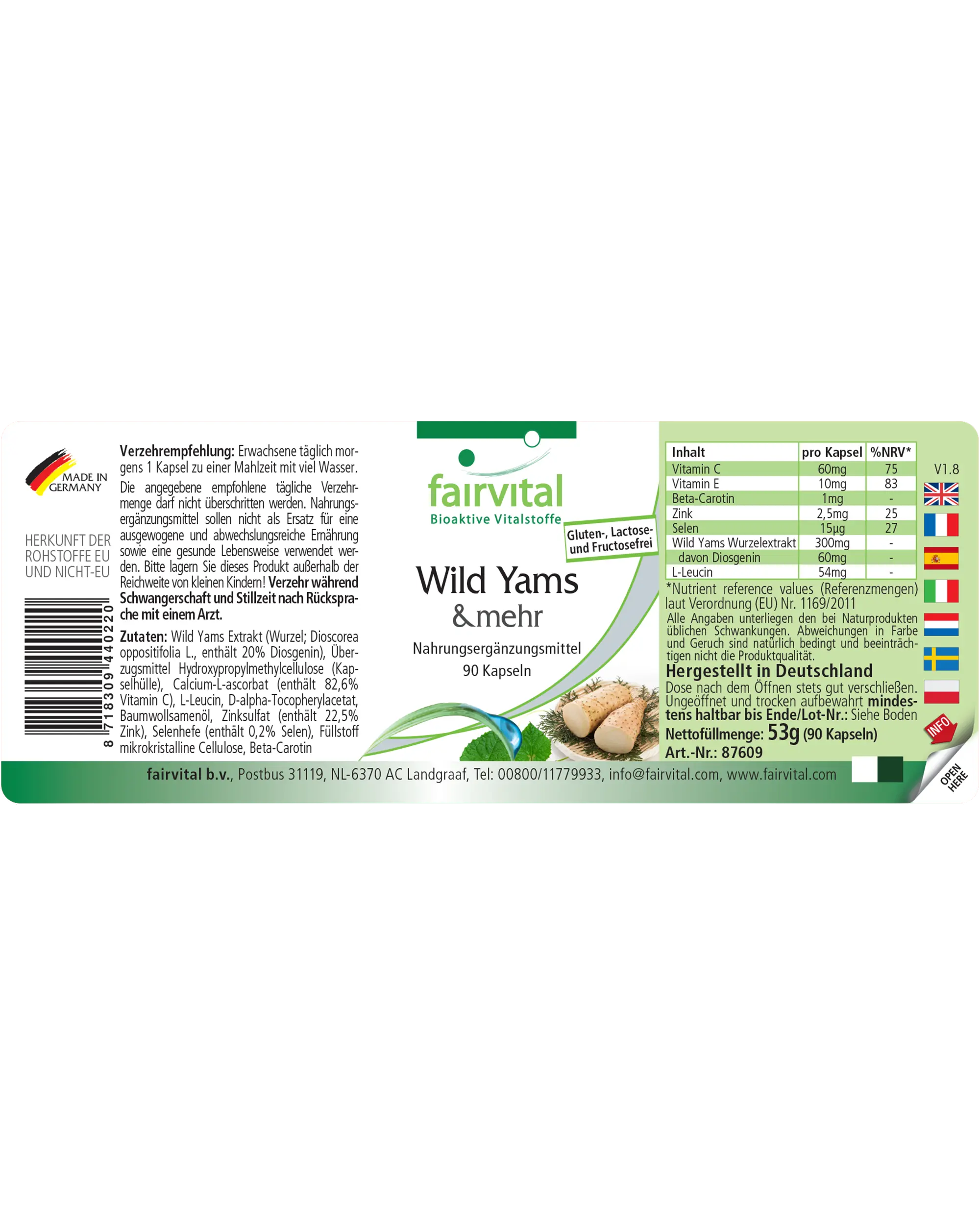 Wild Yams Plus - mit Zink, Vitamin C, Selen uvm. - für Immunsystem, Zellschutz uvm. - Vegan | Fairvital