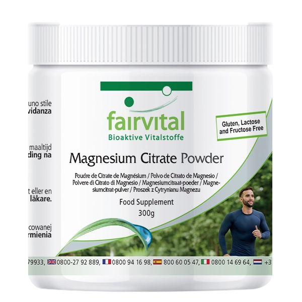 Magnesiumcitrat Pulver - 300g - ideal für Sportler - Hoch bioverfügbar - Vegan | Fairvital