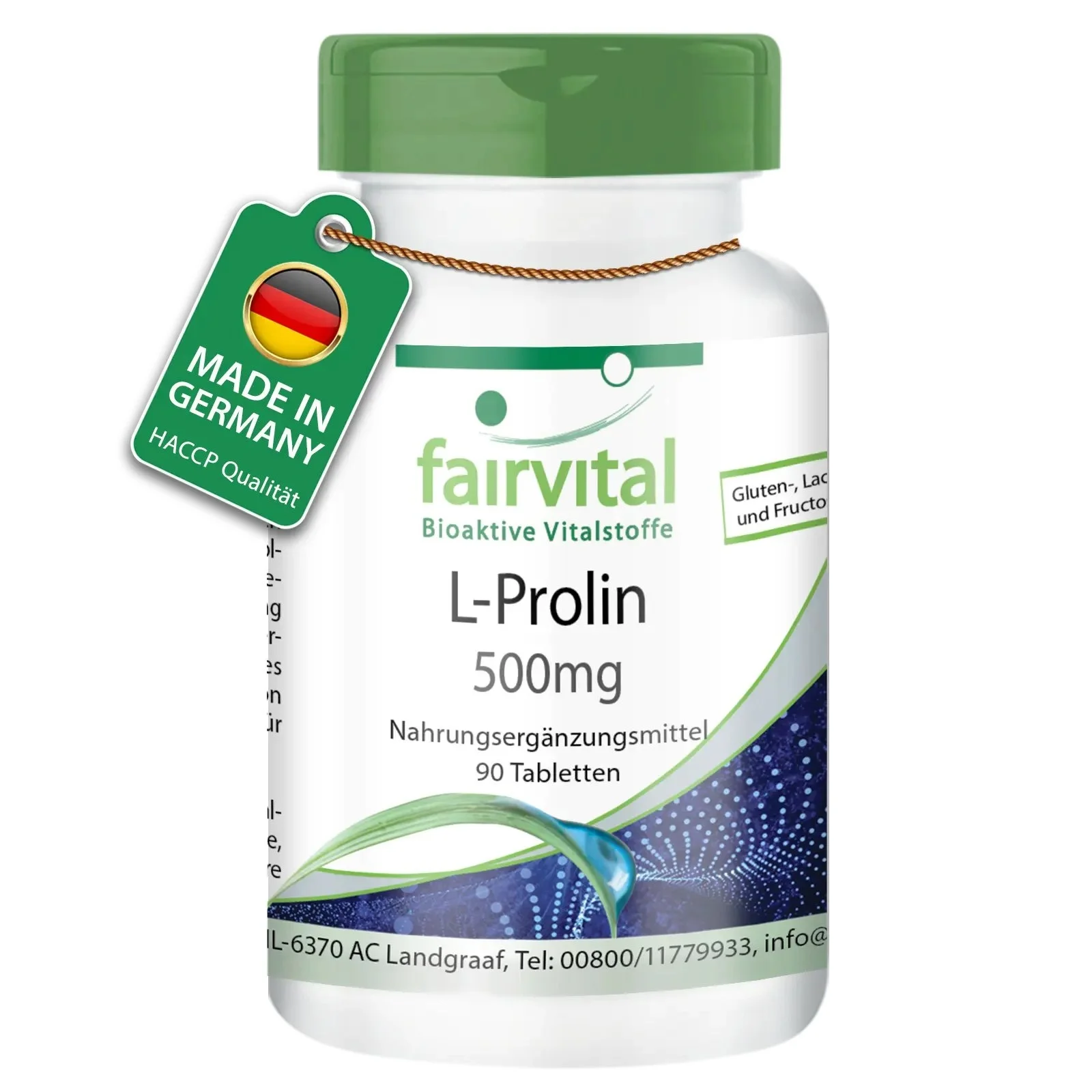 L-Prolin 500mg - 90 Tabletten - Aminosäure - Hochdosiert und Vegan | Fairvital