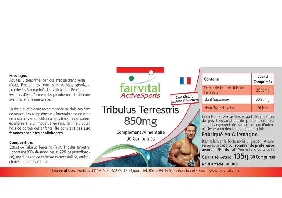 Tribulus Terrestris Extrakt 850mg - 90 Tabletten- HOCHDOSIERT & VEGAN | Fairvital