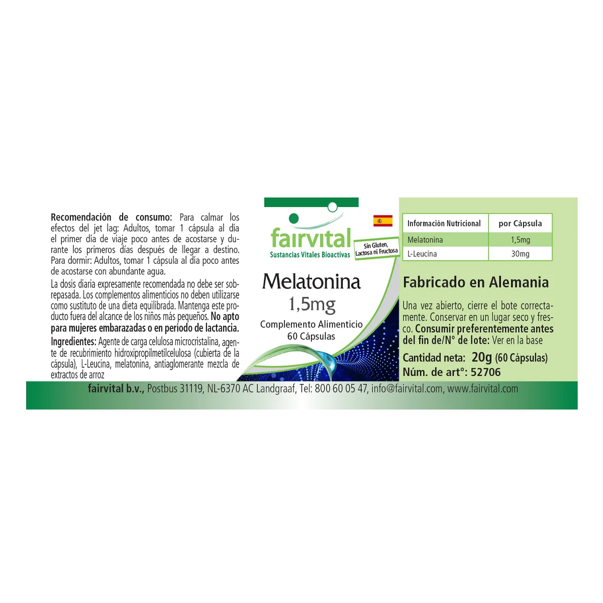 Melatonin 1,5mg - 60 Kapseln - Vegan | Fairvital
