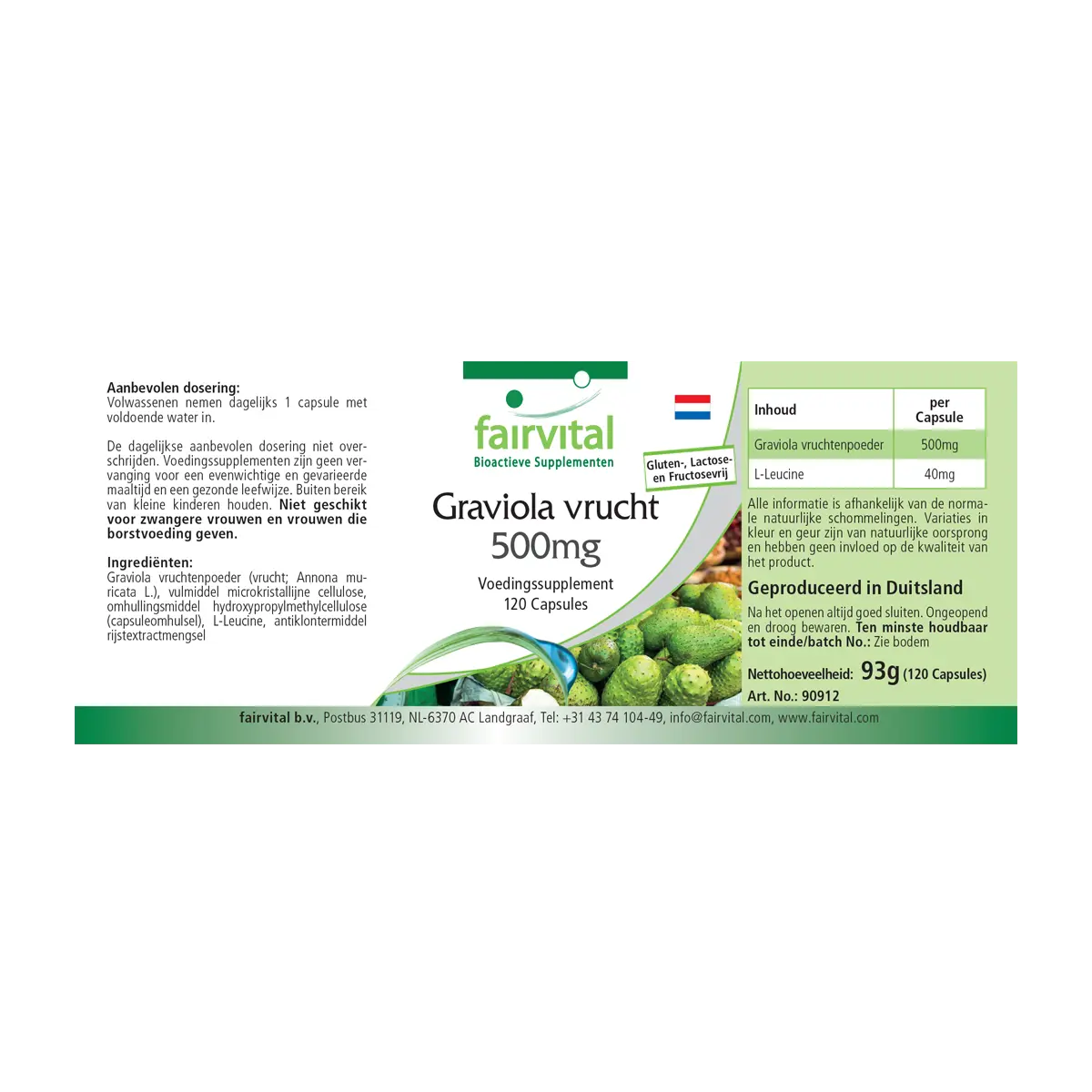 Graviola Frucht 500mg - 120 Kapseln - Hochdosiert und Vegan | Fairvital