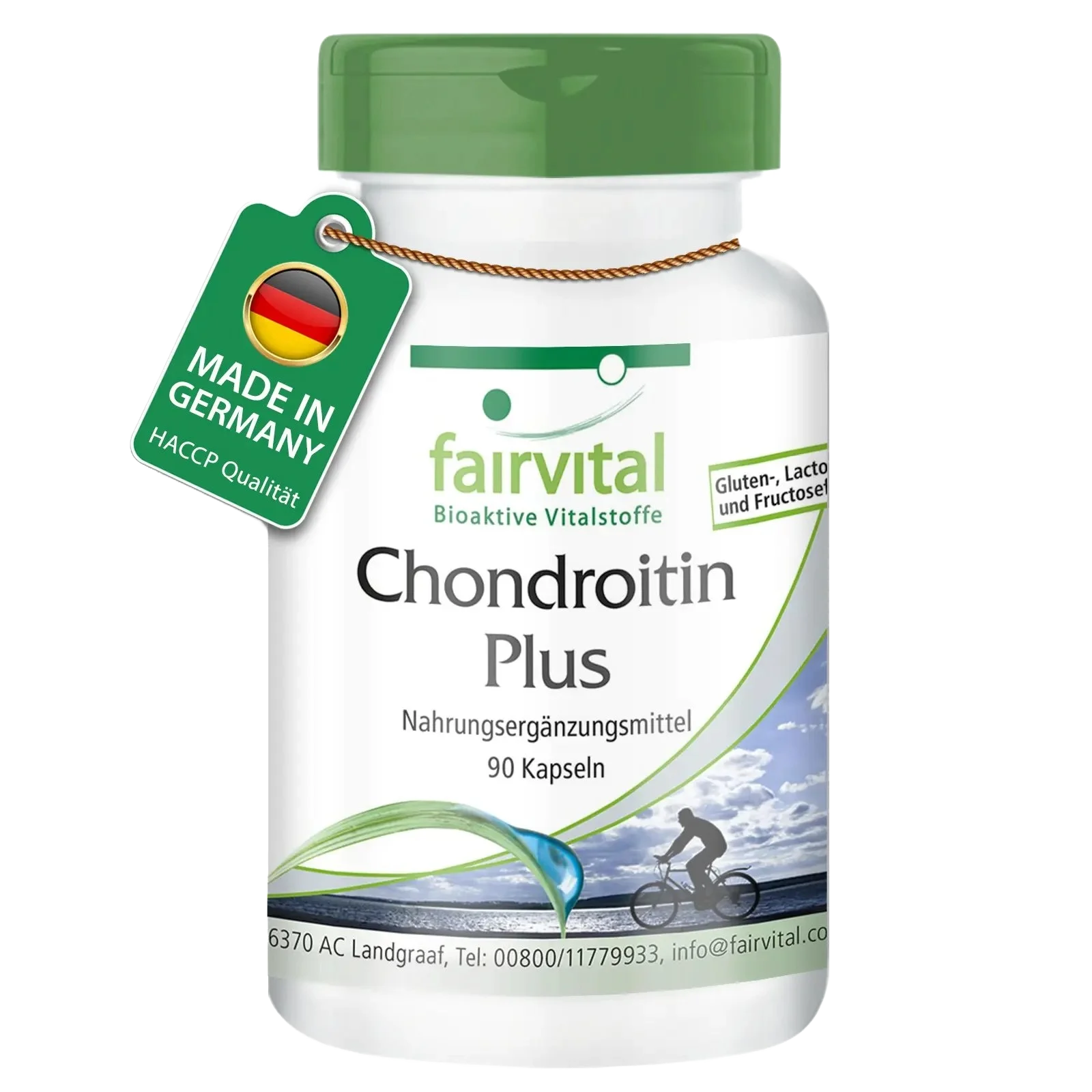 Chondroitin Plus - 90 Kapseln - mit Vitamin D, Vitamin E uvm. - für Knochen, Muskeln, Zähne uvm. | Fairvital