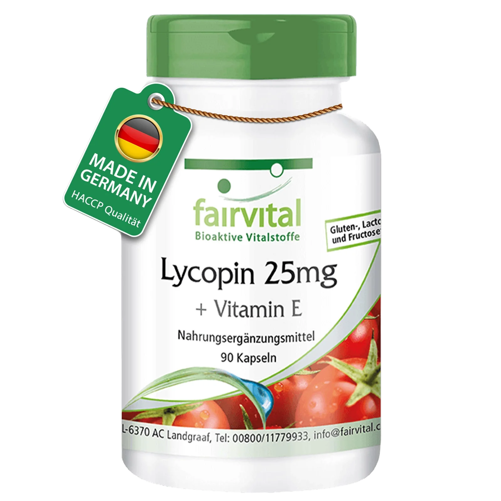 Lycopin 25mg + Vitamin E - 90 Kapseln - für Zellschutz - Vegan | Fairvital