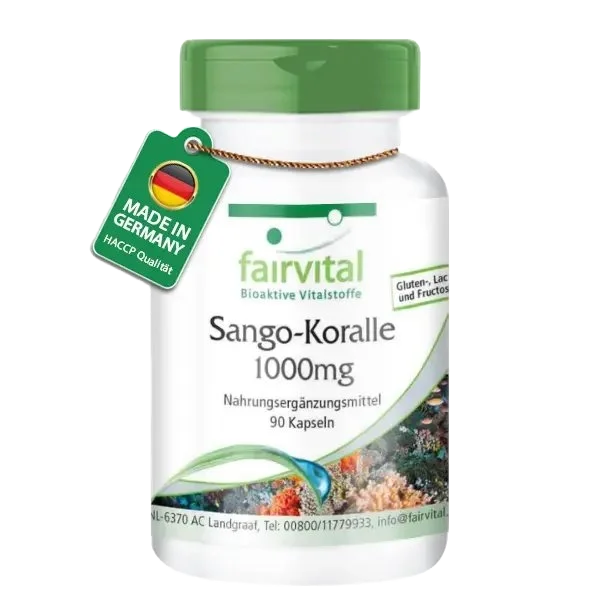 Sango-Koralle 1000mg - 90 Kapseln - mit Calcium - für Knochen, Muskeln, Blutgerinnung uvm. | Fairvital