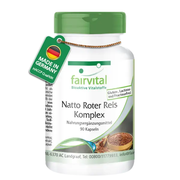 Natto Roter Reis Komplex  - 90 Kapseln - mit Monacolin K und Nattokinase - Vegan | Fairvital