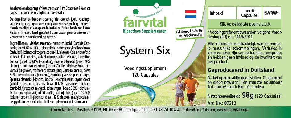 System Six - 120 Kapseln - mit Vitamin C, Jod, Selen uvm. - für Immunsystem, Nervensystem uvm. - Vegan | Fairvital