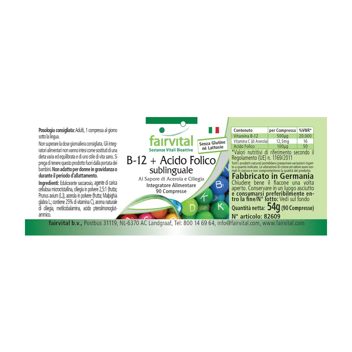 B-12 und Folsäure sublingual - 90 Tabletten - mit Vitamin C - für Immunsystem, gegen Müdigkeit uvm.| Fairvital