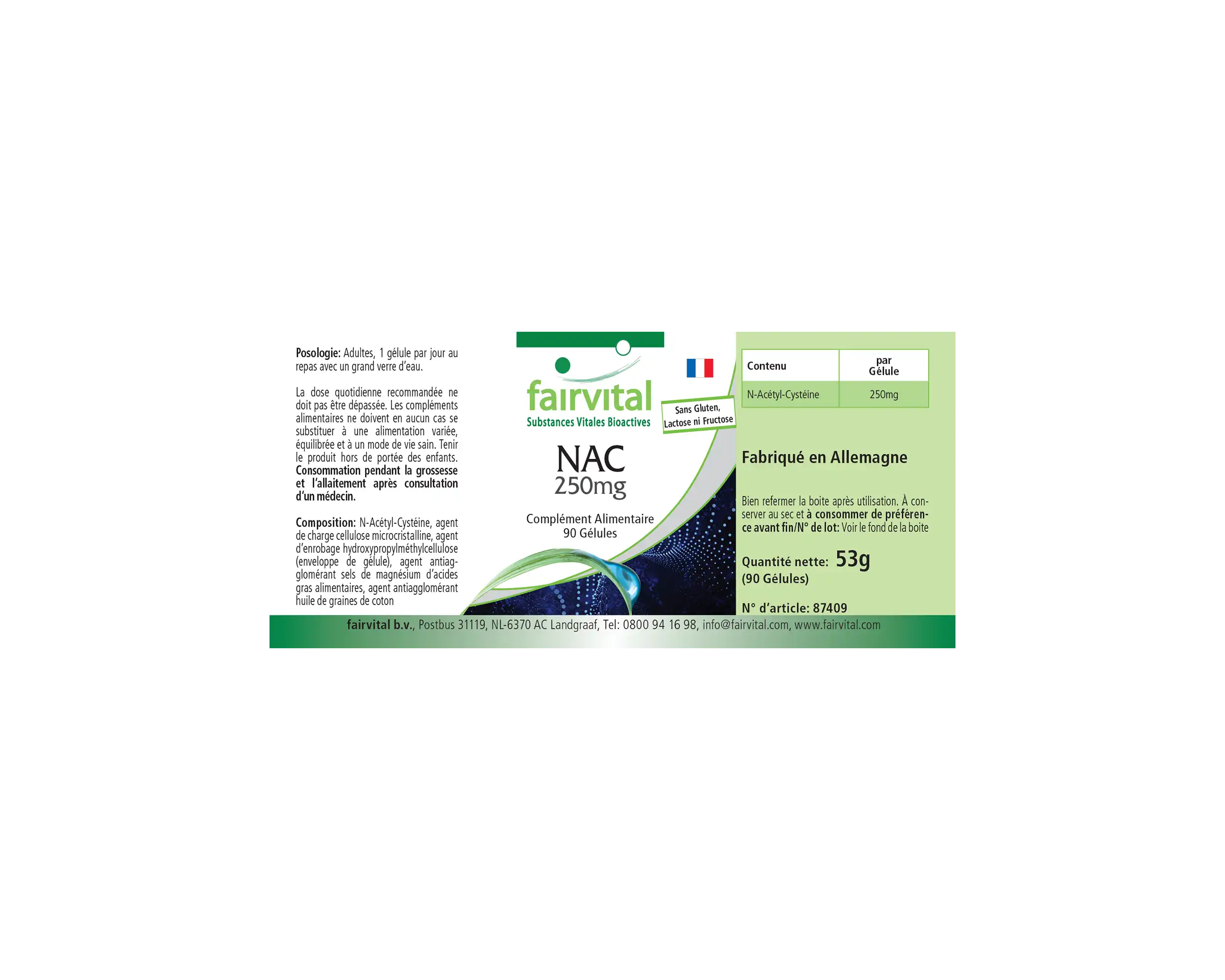 NAC 250mg - 90 Kapseln - N-Acetyl-Cystein - Aminosäure - Vegan | Fairvital