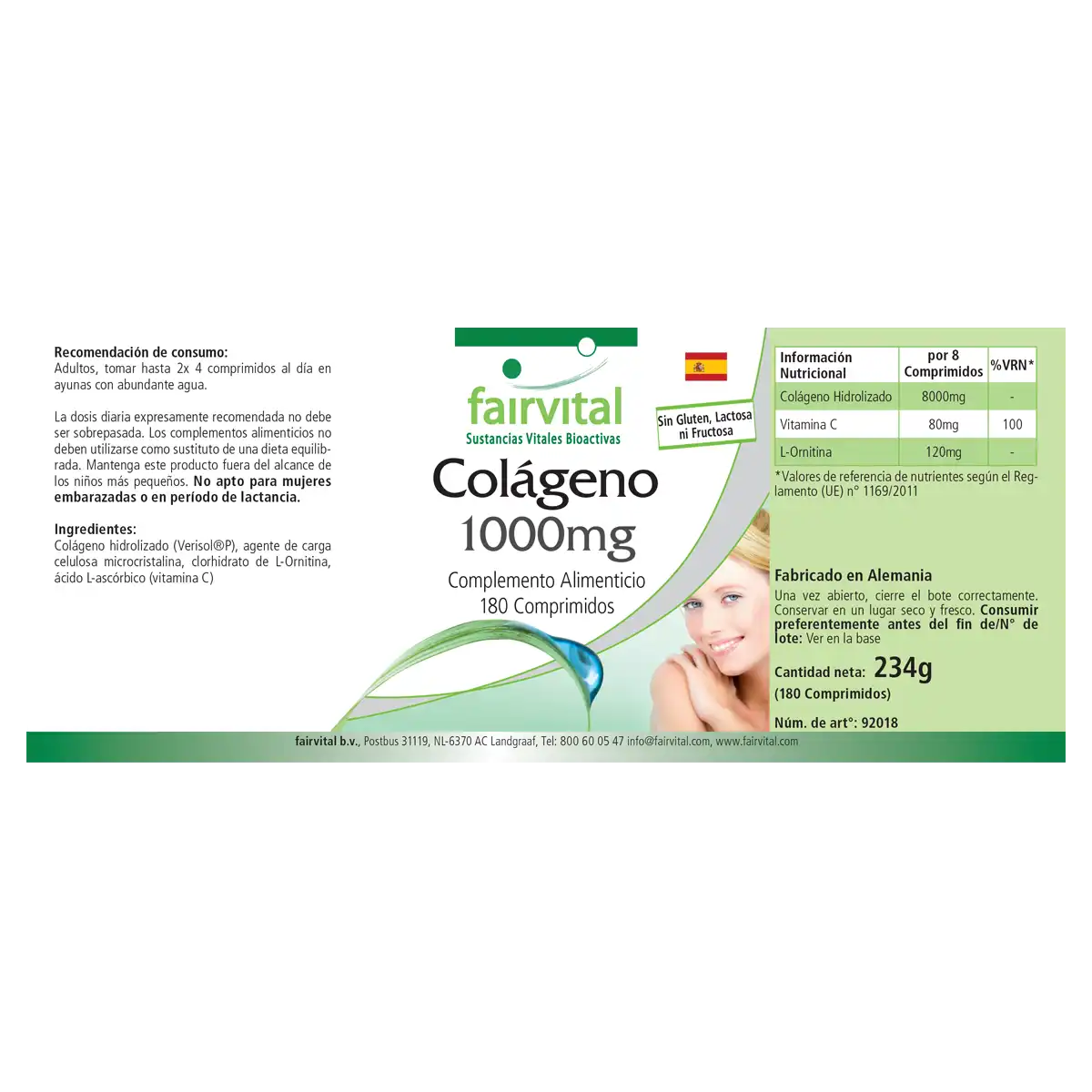 Collagen 1000mg - 180 Tabletten - mit Vitamin C uvm. - für Immunsystem, Kollagenbildung - Hochdosiert | Fairvital