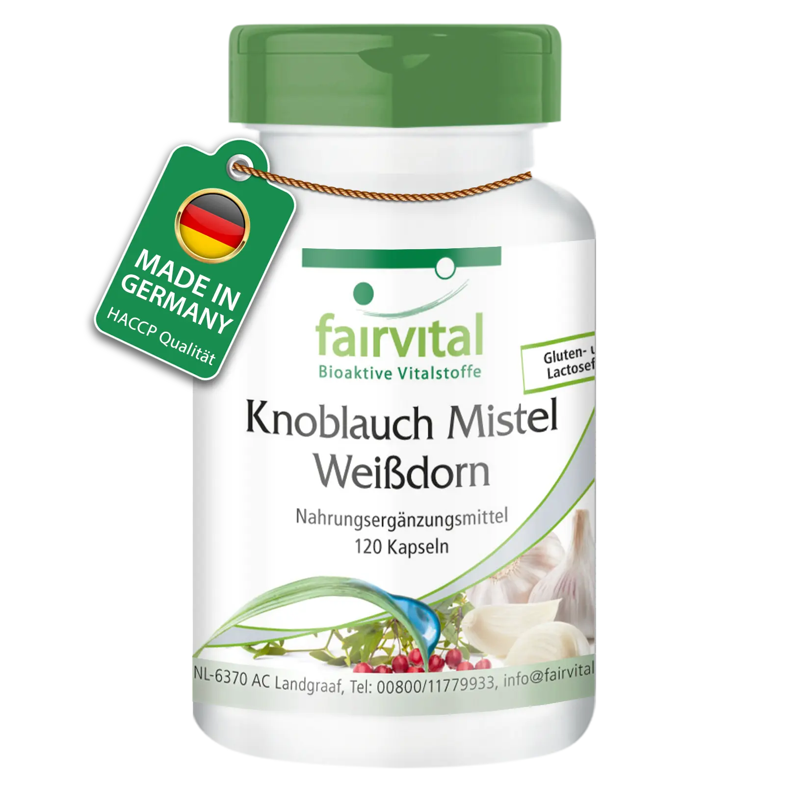 Knoblauch Mistel Weißdorn - 120 Kapseln - mit Vitamin C - für Immunsystem uvm. - Vegan | Fairvital
