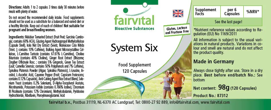 System Six - 120 Kapseln - mit Vitamin C, Jod, Selen uvm. - für Immunsystem, Nervensystem uvm. - Vegan | Fairvital
