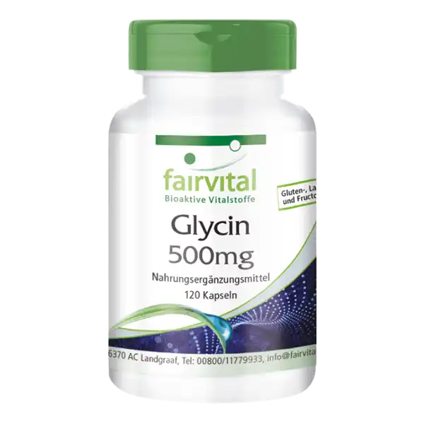 Glycin 500mg - 120 Kapseln - Aminosäure - Hochdosiert und Vegan | Fairvital Glycin 500mg - 120 Kapseln - Aminosäure - Hochdosiert und Vegan | Fairvital