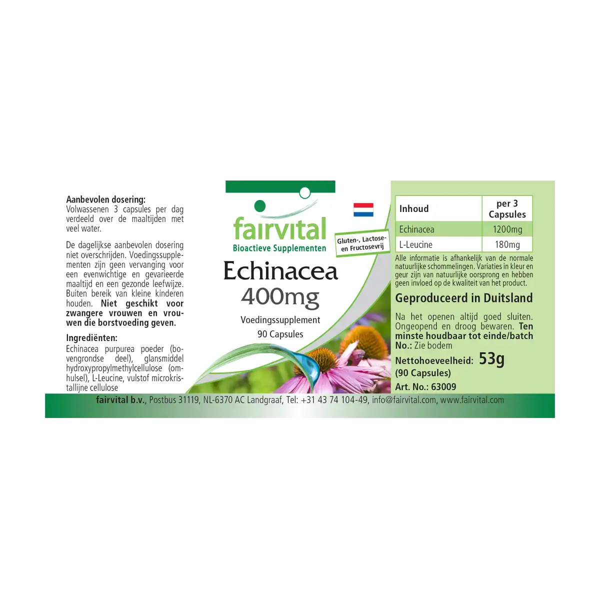 Echinacea 400mg - 90 Kapseln - Hochdosiert und Vegan | Fairvital