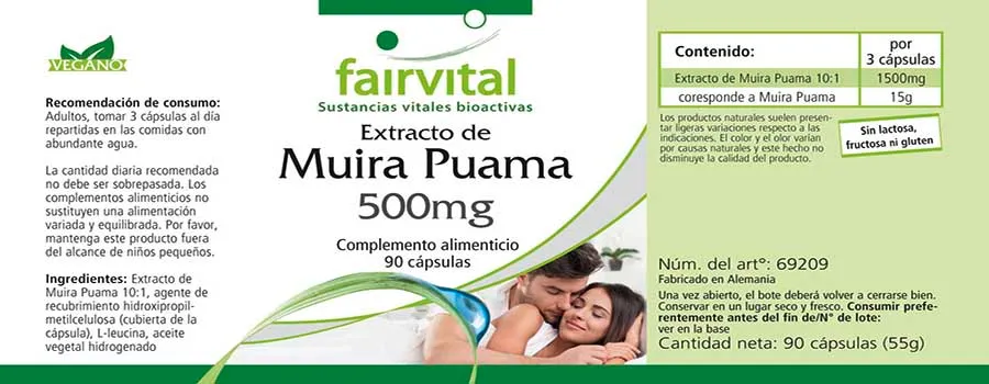 Muira Puama - 90 Kapseln - Potenzholz 10:1 Extrakt - Hochdosiert und Vegan | Fairvital
