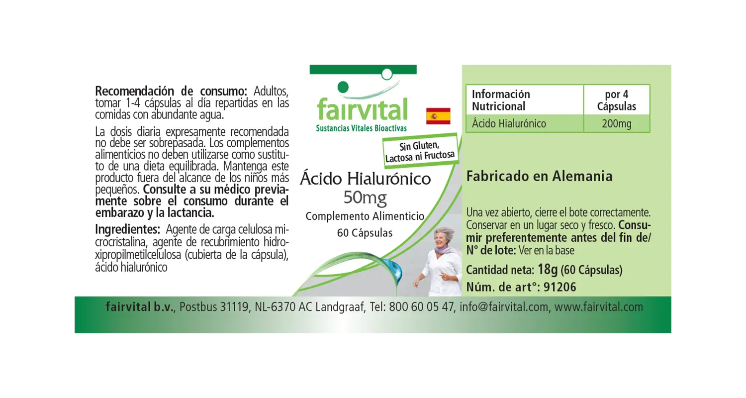Hyaluronsäure 50mg - 60 Kapseln - Vegan | Fairvital