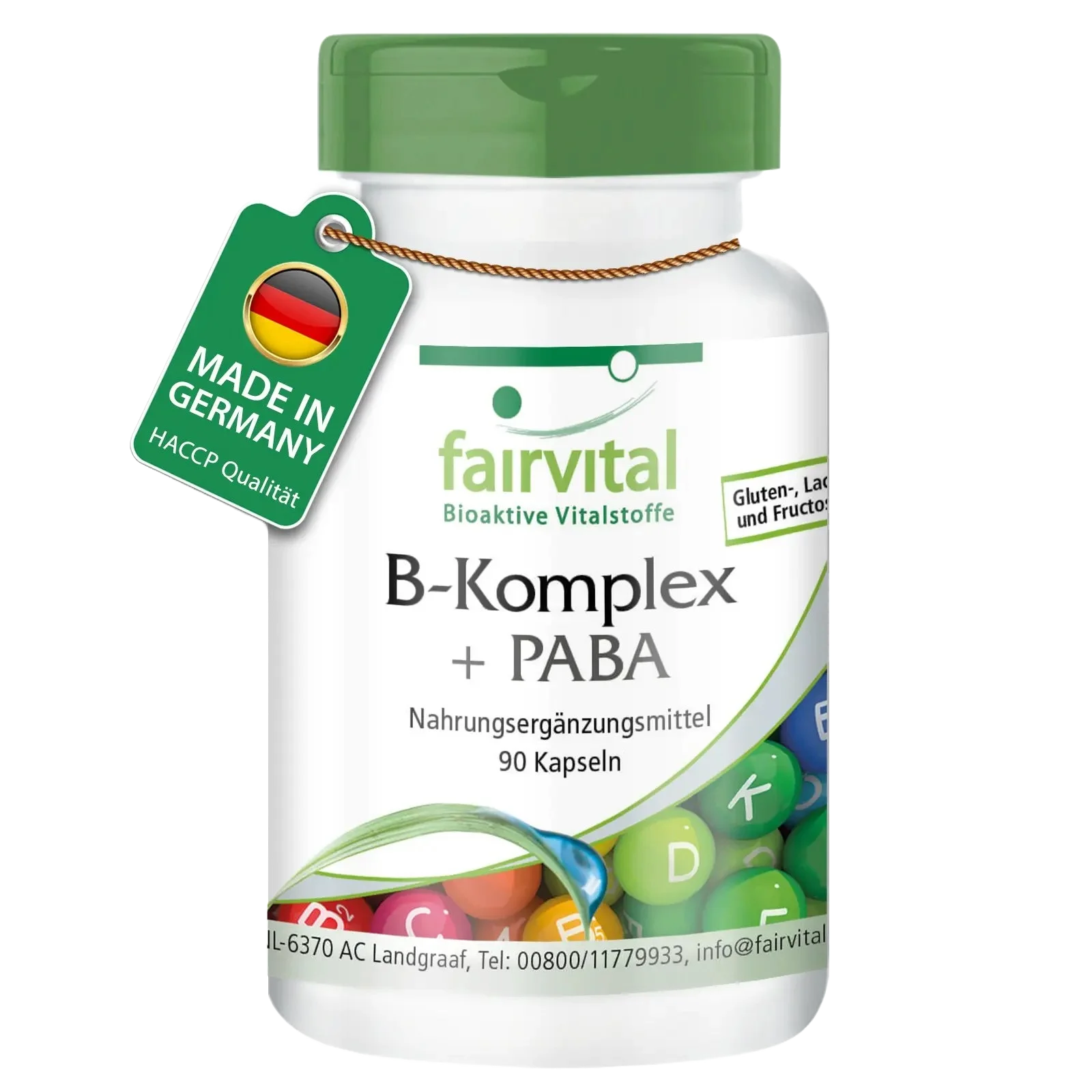 B-Komplex mit PABA - 90 Kapseln - mit allen B-Vitaminen (B6, B12,...) - für Immunsystem, Haut uvm. | Fairvital