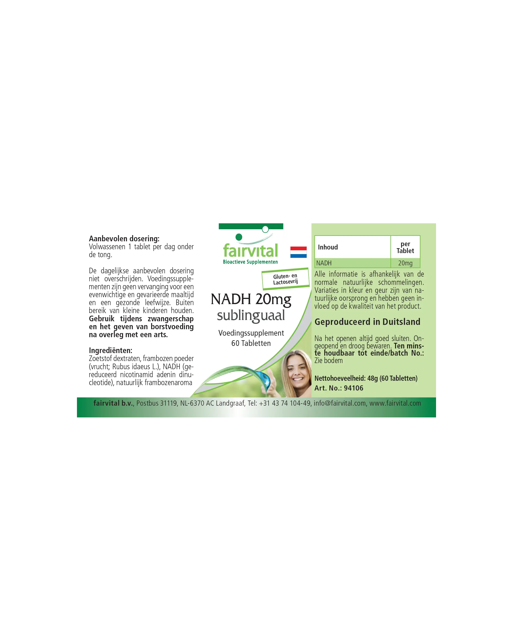 NADH 20mg sublingual-60 Tabletten zum Lutschen-Vegan | Fairvital