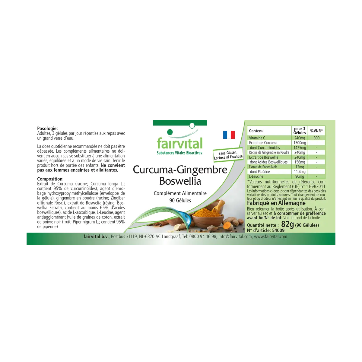 Curcuma - Ingwer - Boswellia - 90 Kapseln - mit Vitamin C - für Immunsystem, Kollagenbildung uvm. - Vegan | Fairvital