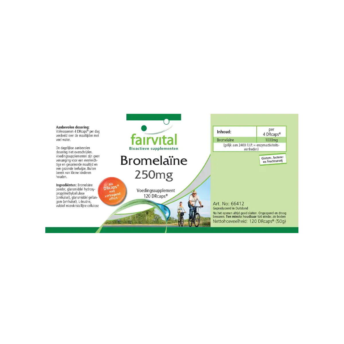 Bromelain 250mg - 120 DRCaps™ - 1000mg pro Tagesdosis - 600 F.I.P. - Ananasenzym - Vegan | Fairvital