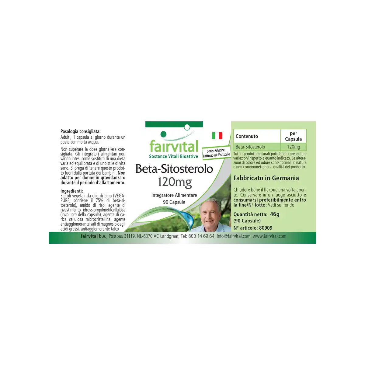 Beta-Sitosterin 120mg - aus Kiefernöl - 90 Kapseln - Hochdosiert und Vegan | Fairvital