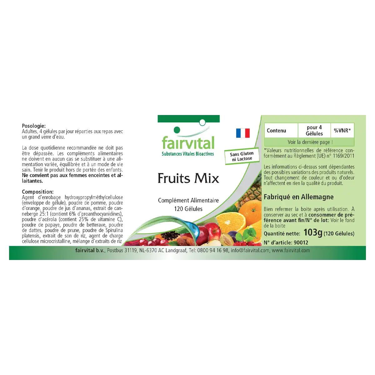 Früchte Mix - 120 Kapseln - mit Cranberry-Extrakt, Acerola, Spirulina uvm. - Hochdosiert und Vegan | Fairvital