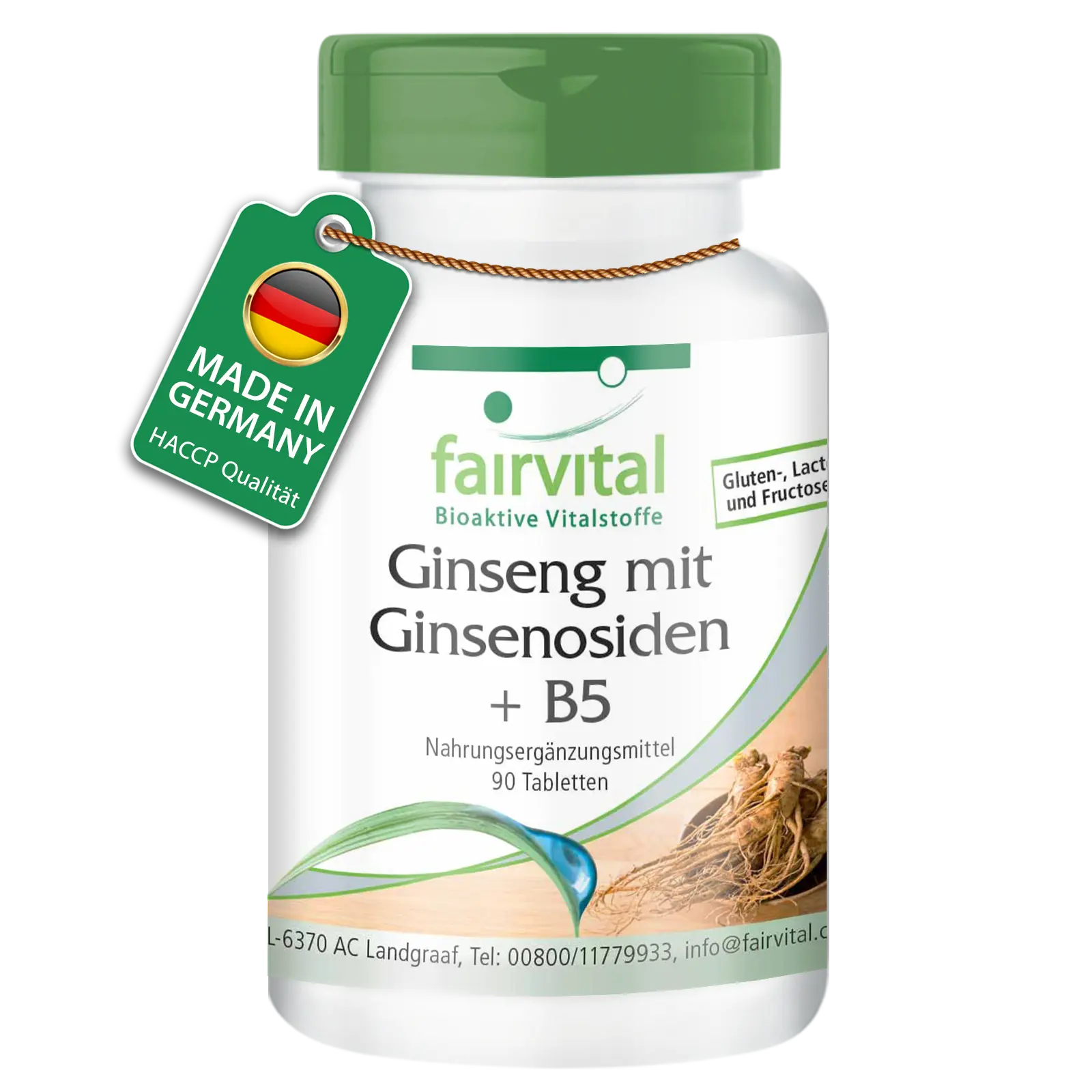 Ginseng mit Ginsenosiden + B5 - 90 Tabletten - mit Pantothensäure - für Energiestoffwechsel, geistige Leistung uvm. | Fairvital