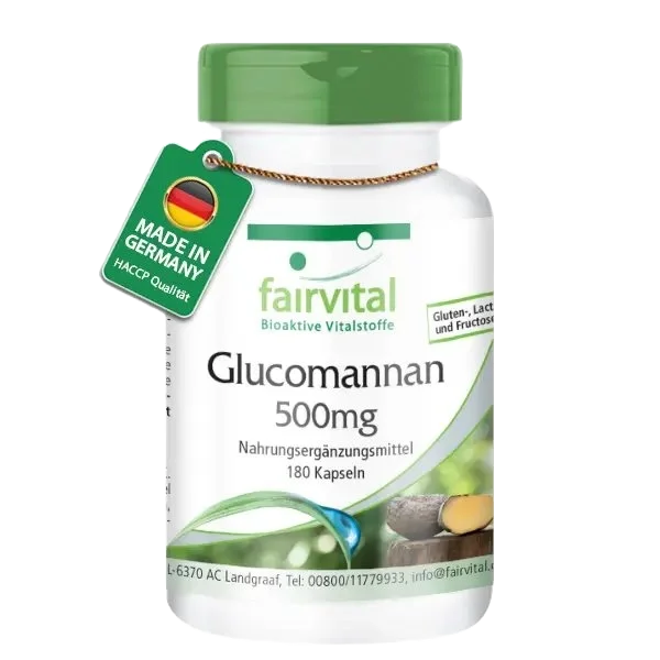 Glucomannan 500mg - Konjakwurzel - 180 Kapseln - Hochdosiert und Vegan | Fairvital