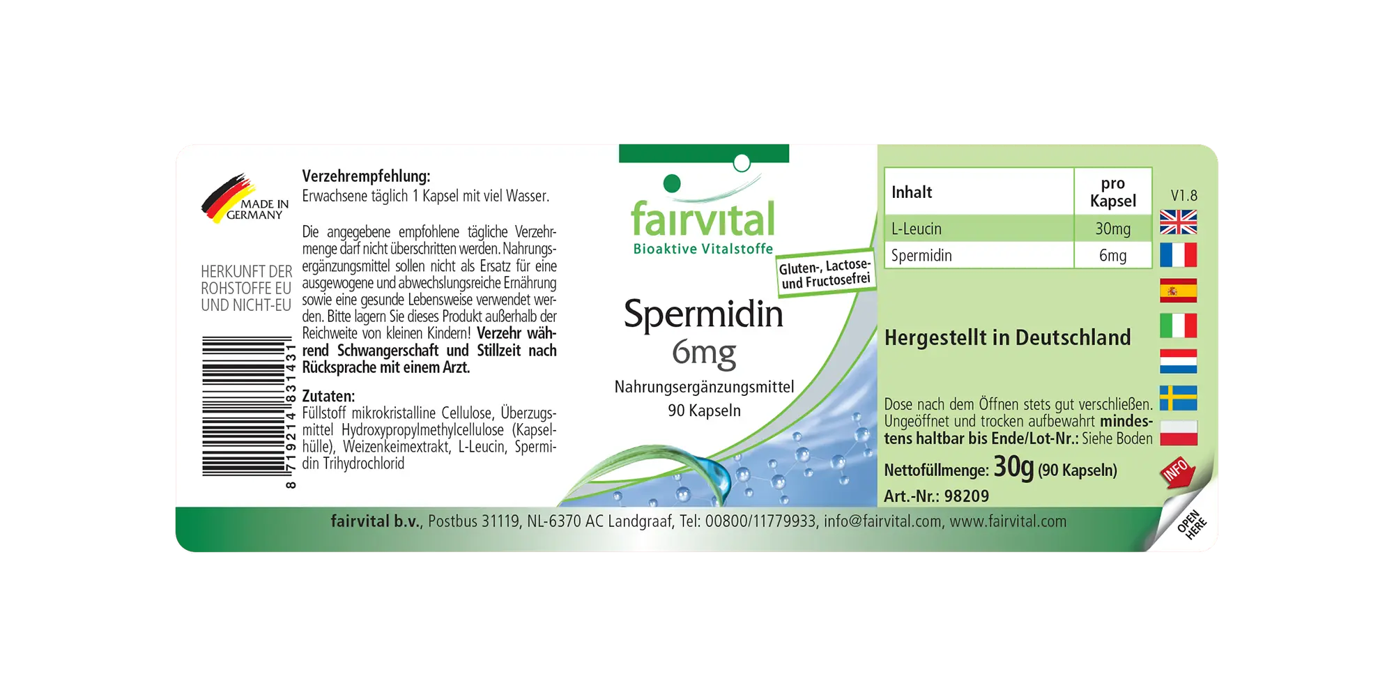 Spermidin 6mg - 90 Kapseln - aus Weizenkeimextrakt- hochdosiert - 100% vegan | Fairvital Spermidin 6mg - 90 Kapseln - aus Weizenkeimextrakt- hochdosiert - 100% vegan | Fairvital