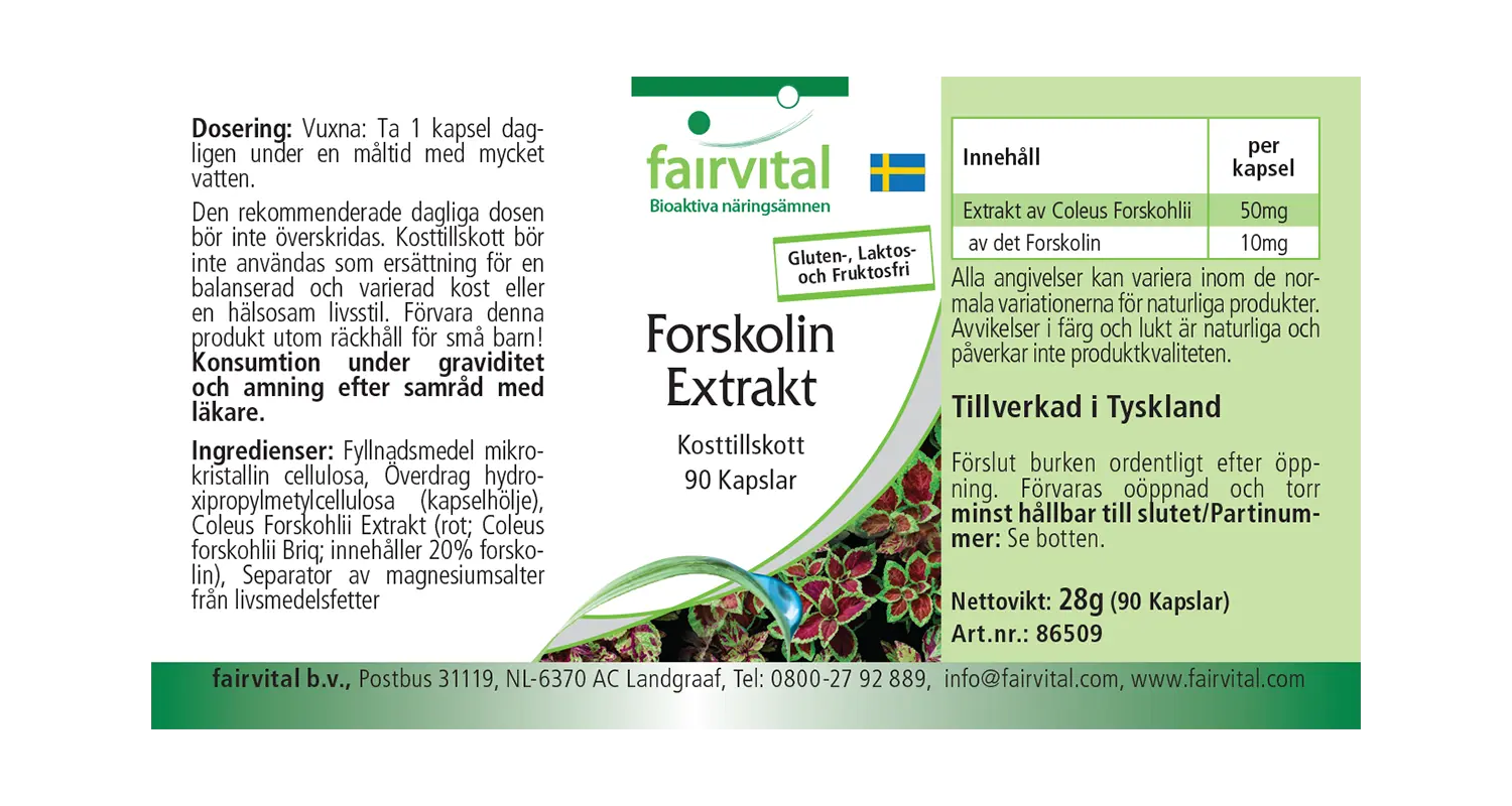Forskolin Extrakt - 90 Kapseln - aus Coleus Forskohlii Extrakt - Hochdosiert und Vegan | Fairvital